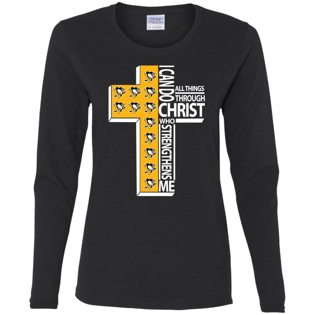 Gorgeous I Can Do All Things Through Christ Pittsburgh Penguins T Shirts