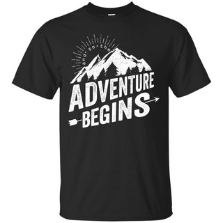 Funny Camping Tee Shirt. And so... the adventure begins for camper gift