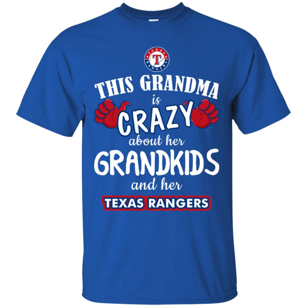 Funny This Grandma Is Crazy About Her Grandkids And Her Texas Rangers T Shirts