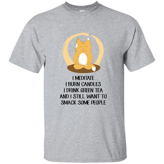 I Meditate I Burn Candles I Drink Green Tea in funny pembroke corgi tshirt