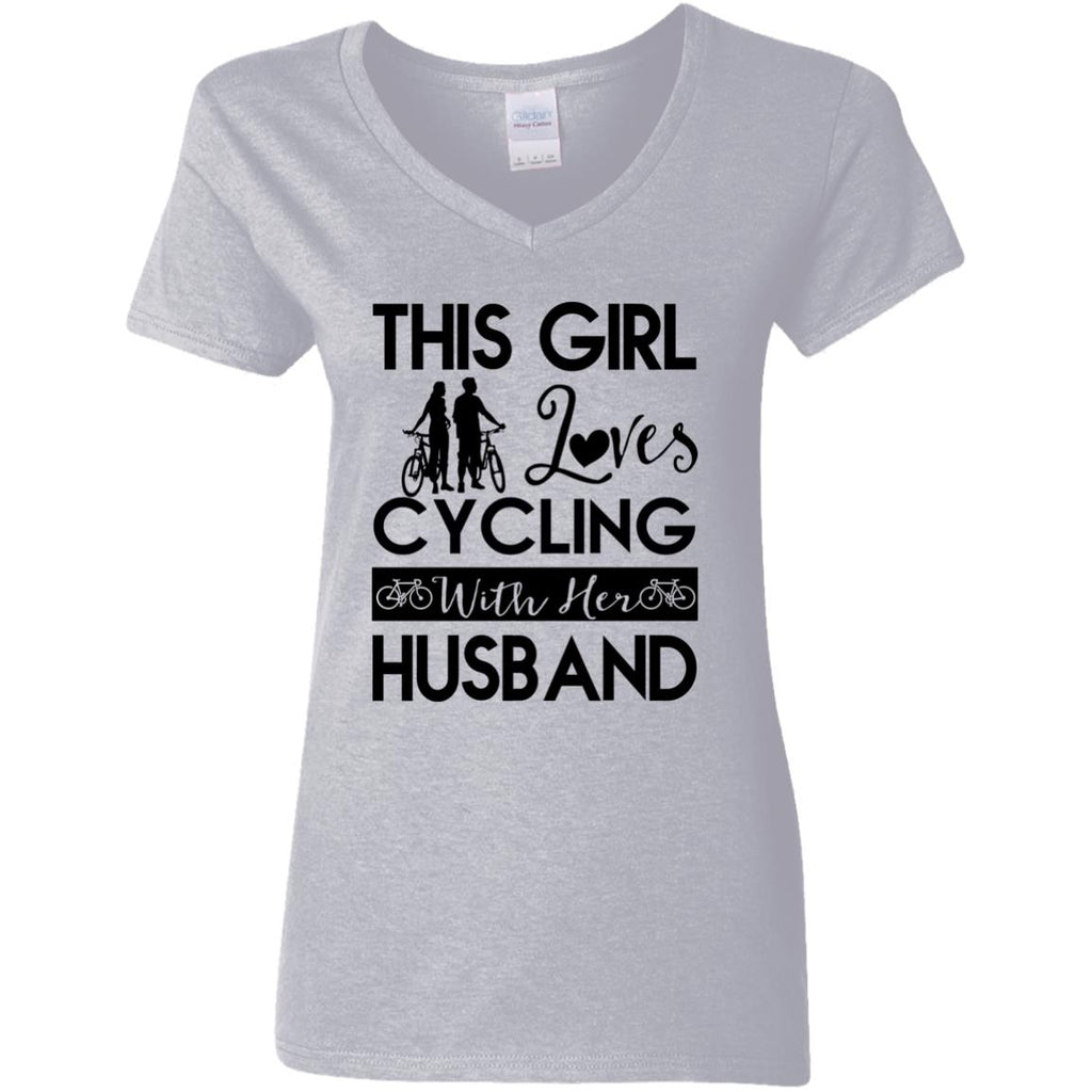 This Girl Loves Cycling With Her Husband Gift Tee Shirt