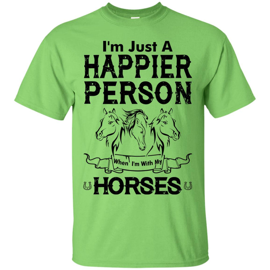 When I Am With My Horse White Tshirt For Equestrian Gift