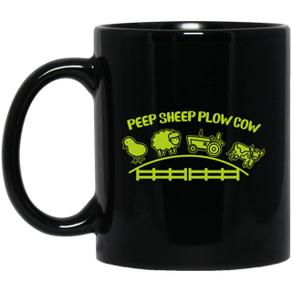 Peep Sheep Plow Cow Funny Village In Green Hometown Mugs