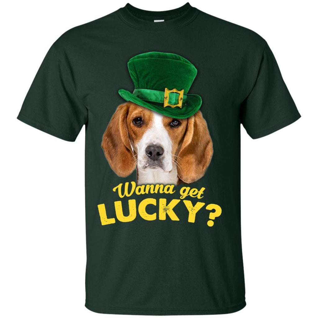 Funny Beagle Tee Shirt Wanna Get Lucky As St. Patrick's Day Gifts