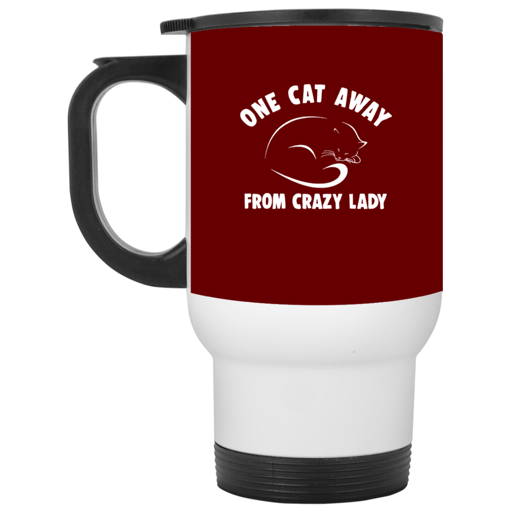 One Cat Away From Crazy Lady Cat Mugs