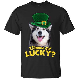 Husky Tshirt Wanna Get Lucky St. Patrick's Day Siberian Dog Gift