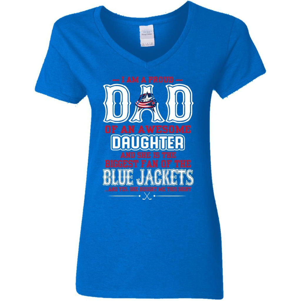 Proud Of Dad with Daughter Columbus Blue Jackets Tshirt For Fan