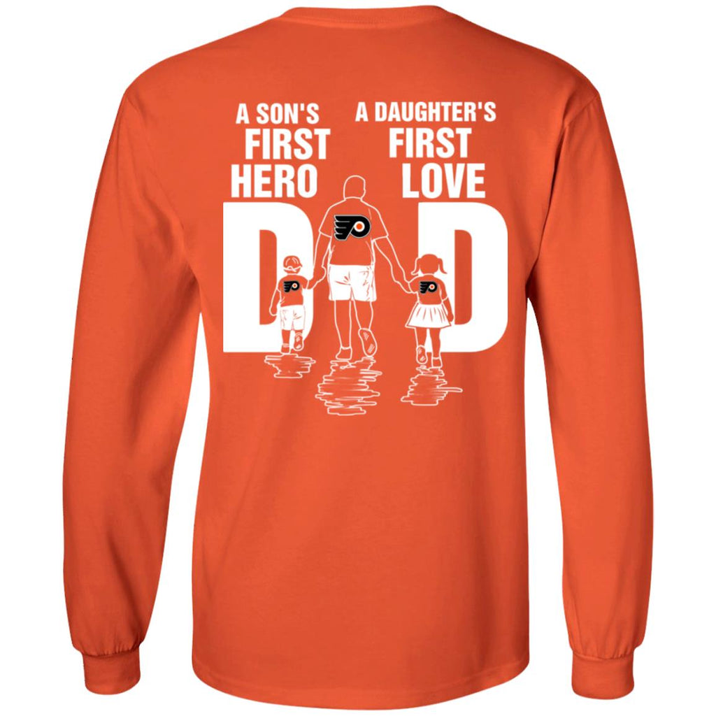 Son Is First Hero Daughter Is First Love Philadelphia Flyers Dad Tshirt