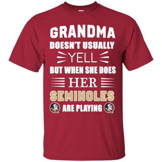 Cool Grandma Doesn't Usually Yell She Does Her Florida State Seminoles Tshirt