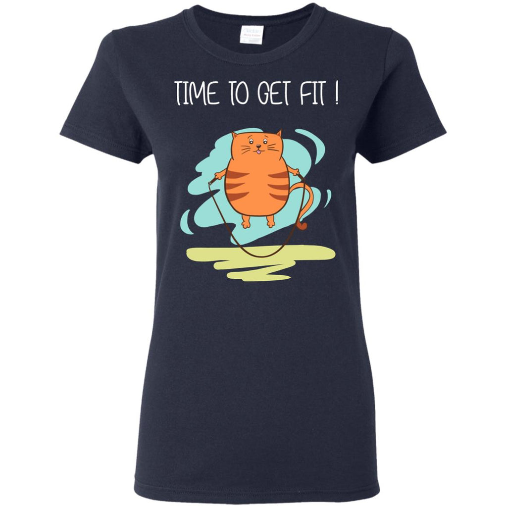 Time To Get Fit Cat Tshirt For Kitten Lover