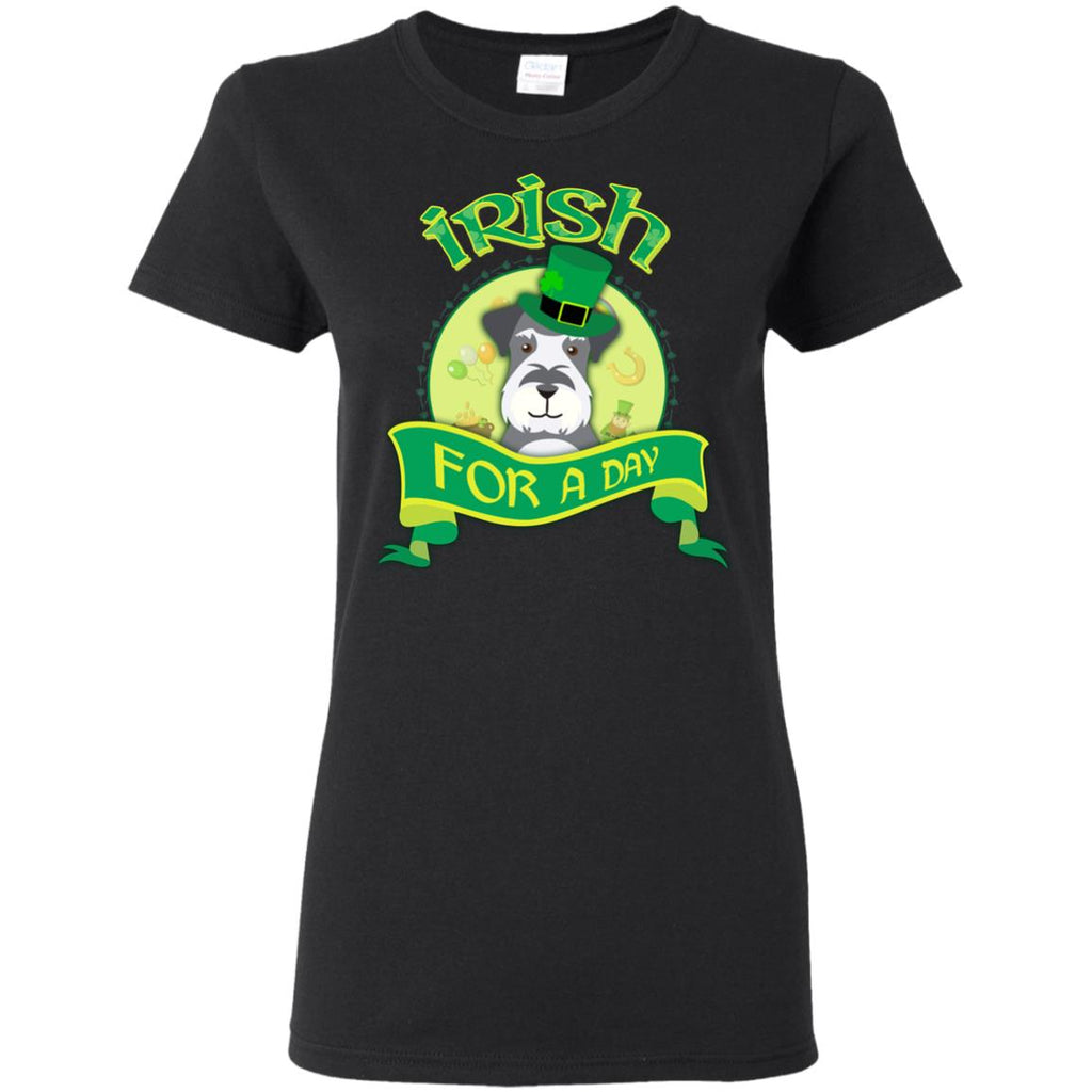 Funny Schnauzer Tshirt Irish For A Day Miniature terrier Dog Gift