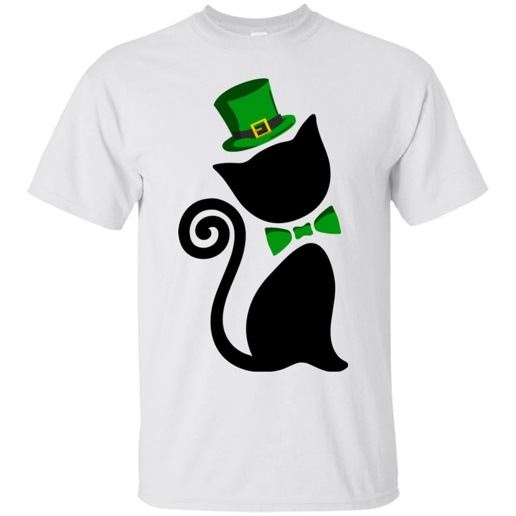 Funny Cat Tee Shirt White Lucky For St. Patrick's Day Kitten Gift