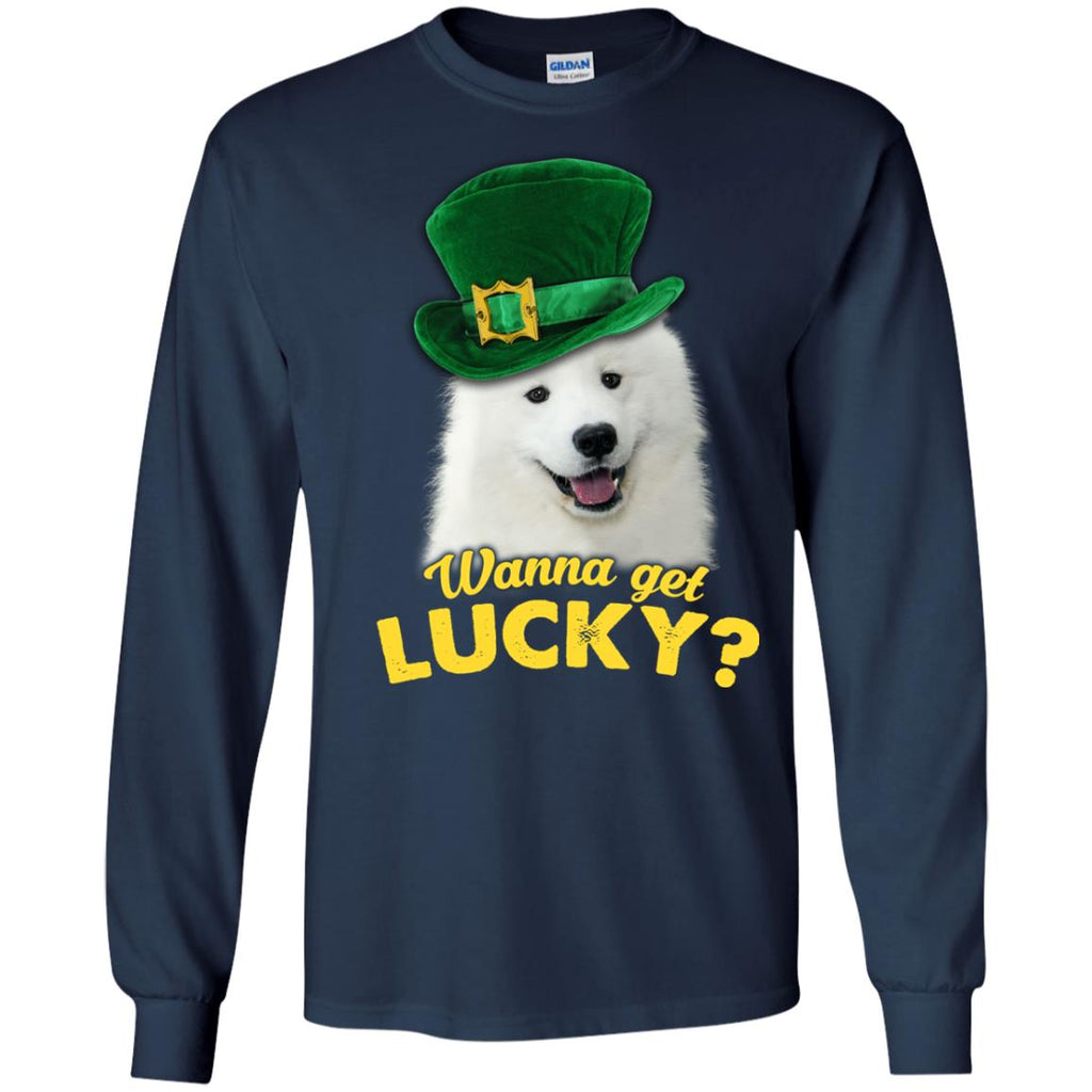 Funny Samoyed Tshirt Wanna Get Lucky St. Patrick's Day Sammy Dog gift