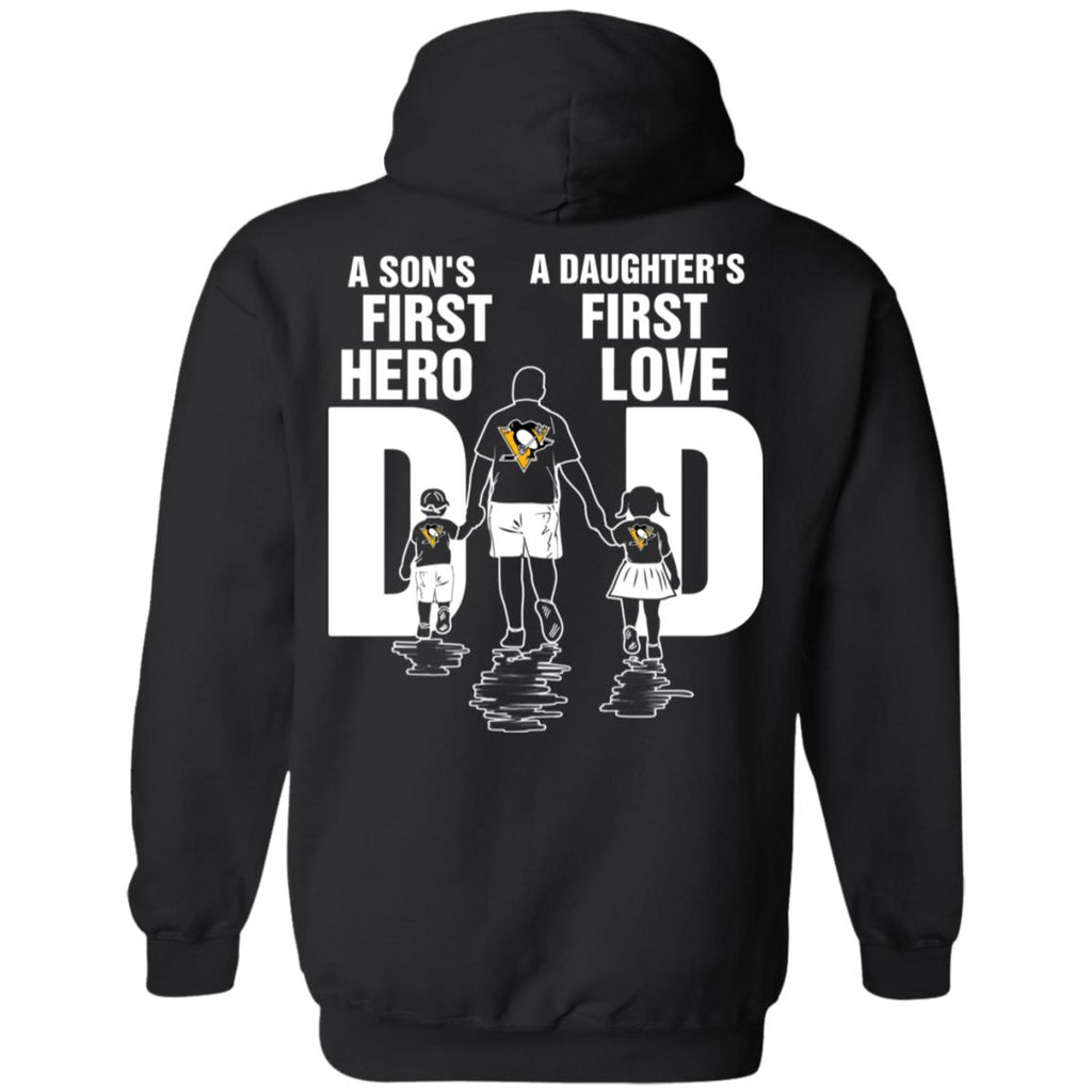 Son Is First Hero Daughter Is First Love Pittsburgh Penguins Dad Tshirt