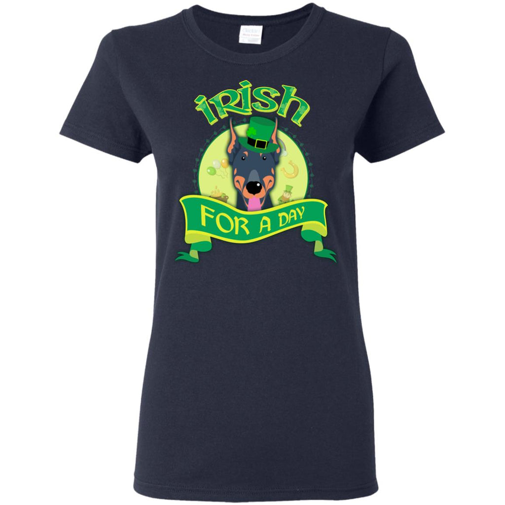 Funny Dobermann Dog Shirt Irish For A Day St. Patrick's Day Gift