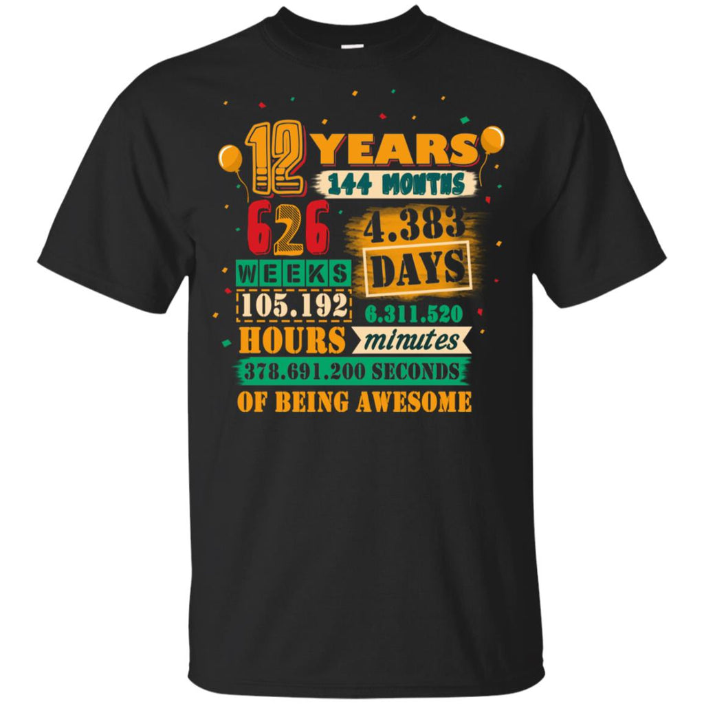 12th Birthday With Countdown And Being Awesome T Shirt – Vota Color