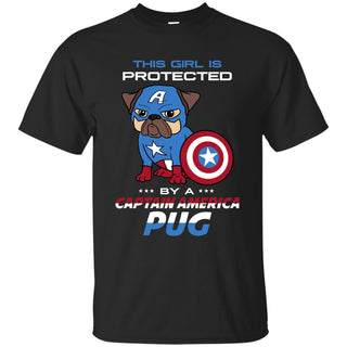 This Girl Is Protected By Captain America Pug Tshirt For Lover