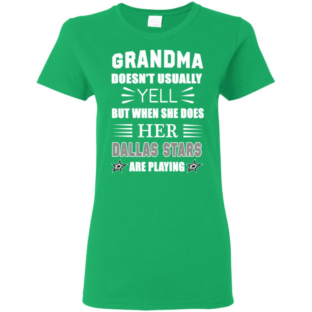 Cool Grandma Doesn't Usually Yell She Does Her Dallas Stars Tshirt