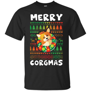 Black Merry Corgmas Awesome Christmas Corgi Shirt