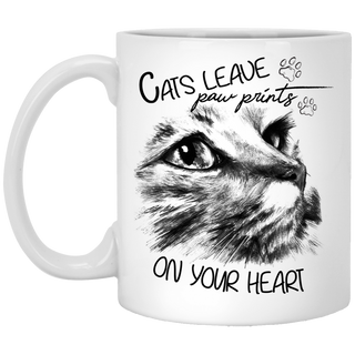 Cats Leave Paw Prints On Your Heart Cat Mugs