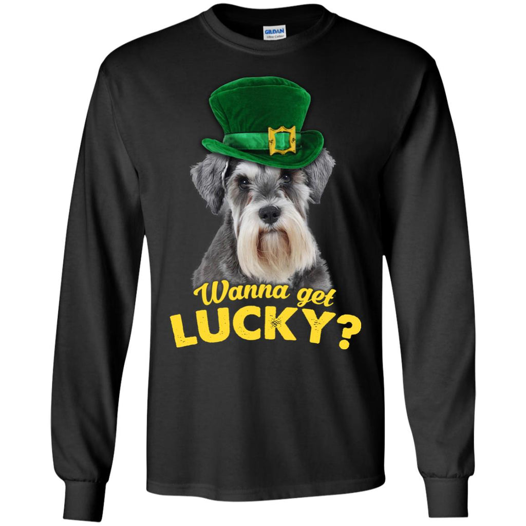 Schnauzer Tshirt Wanna Get Lucky Miniature Terrier Dog Gift