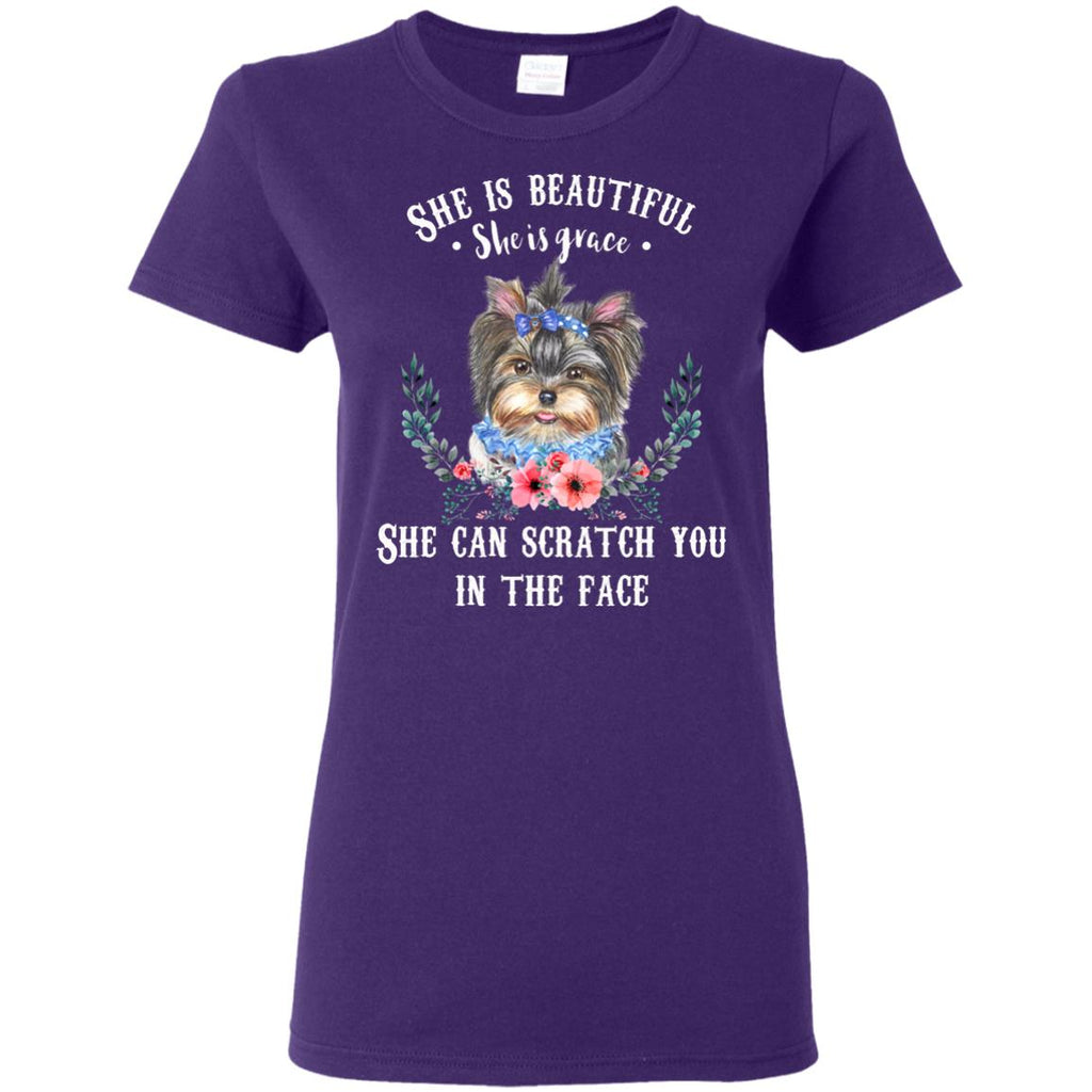 Funny Shih Tzu Dog Tshirt She can stab scratch you in the face is best gift
