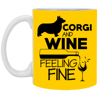 Corgi & Wine Feeling Fine Mugs