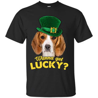 Funny Beagle Tee Shirt Wanna Get Lucky As St. Patrick's Day Gifts