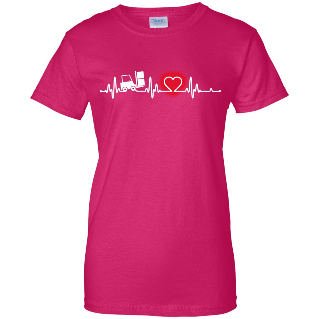 Heart Beat Red Forklift Driver Tshirt for Lover