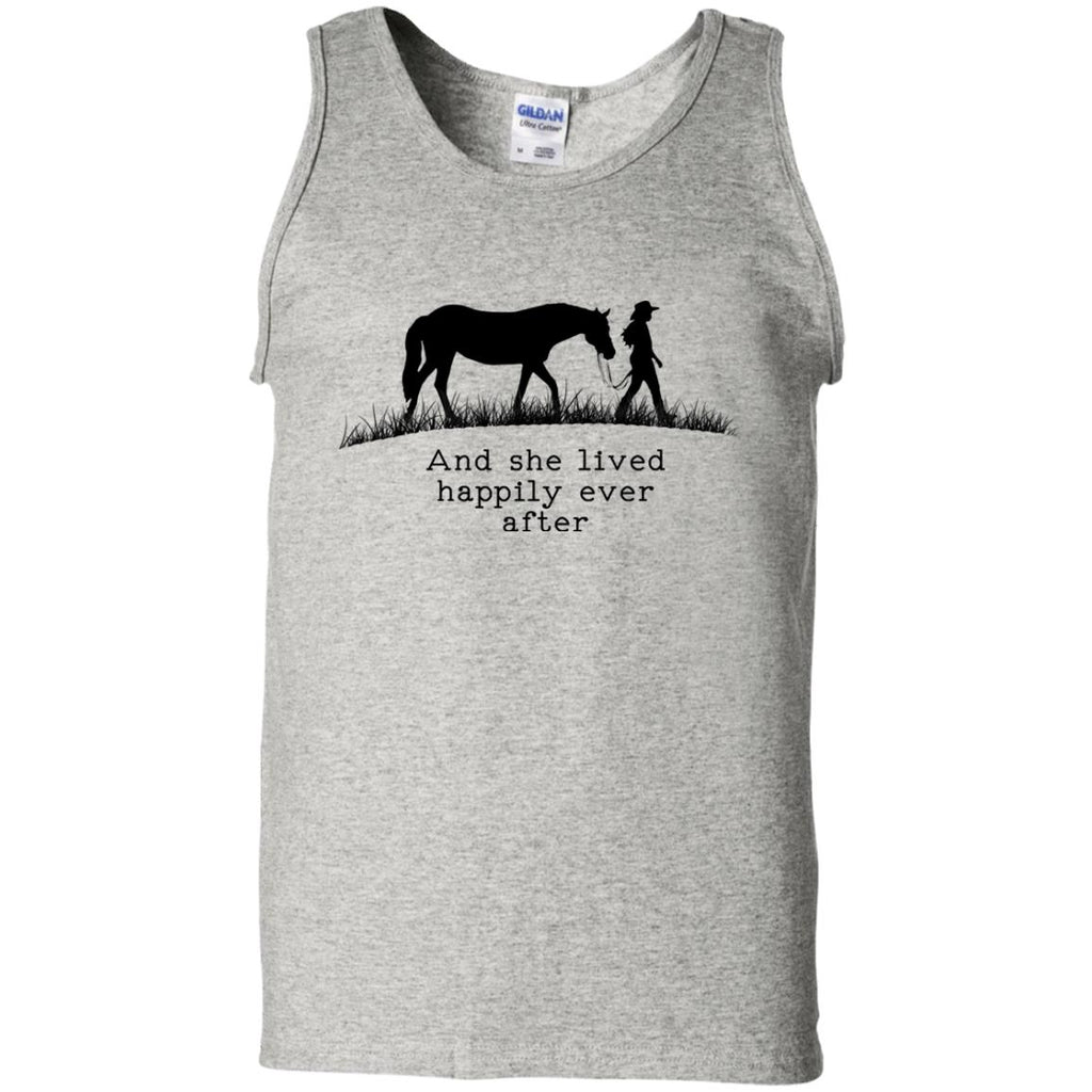 Horse And She Lived Happily Ever After Horse White Tee Shirt For Equestrian Girl