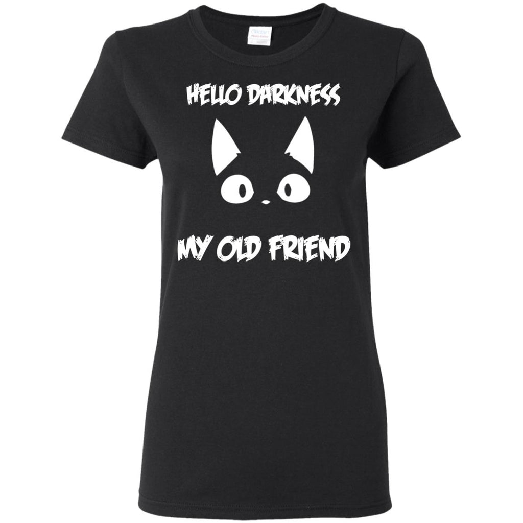 Hello Darkness My Old Friend In Cat Teeshirt For Kitten Lover