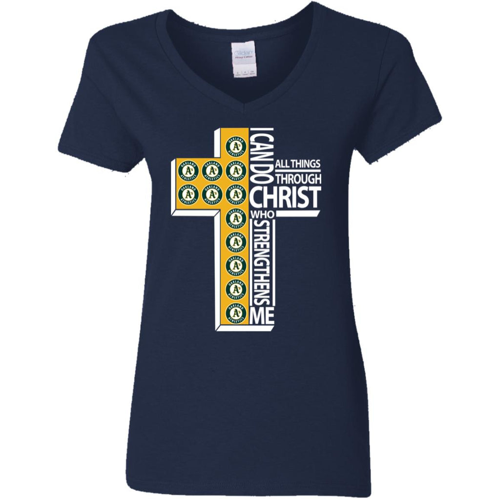 Gorgeous I Can Do All Things Through Christ Oakland Athletics Tshirt