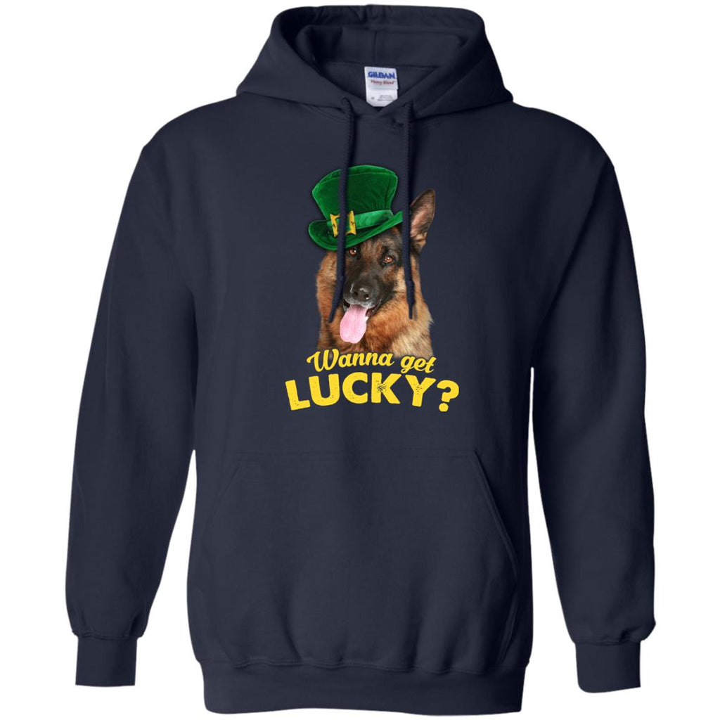 Funny Gershep Tshirt Wanna Get Lucky German Shepherd St. patrick's day Gift