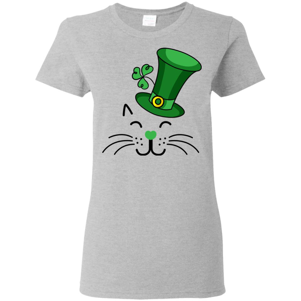 Funny Cat Tee Shirt White Lucky For St. Patrick's Day Gift