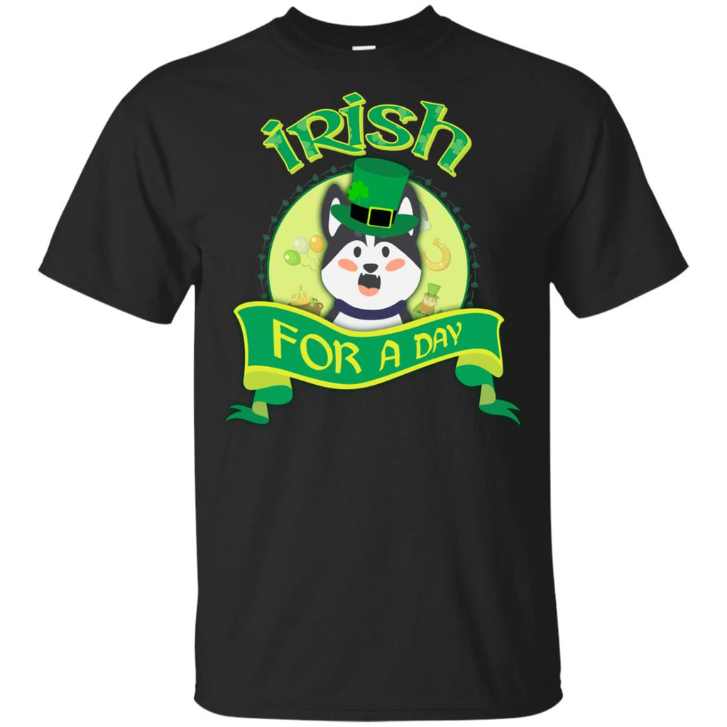 Funny Husky Tee Shirt Irish For A Day Siberian Dog St. Patrick's Day Gift