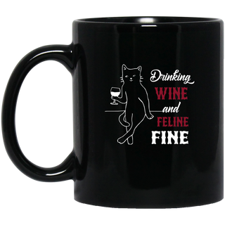 Nice Cat Mugs - Drinking Wine And Feline Fine, is a cool gift