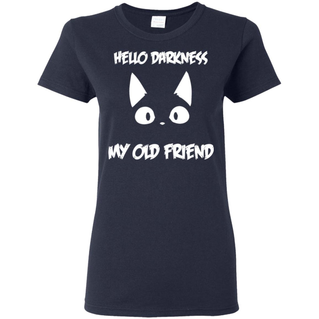 Hello darkness my old friend Kitten Tee Shirt For Cat Lover