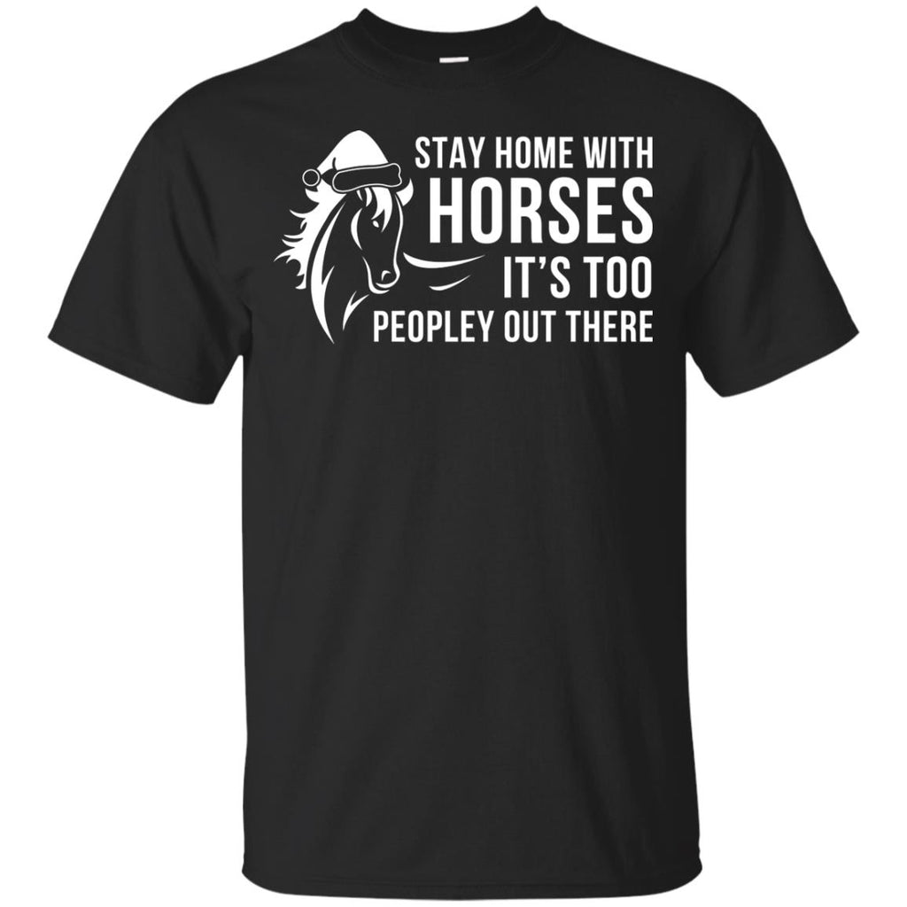 Stay Home With Horse Christmas Xmas Horse Tshirt For Equestrian Gift