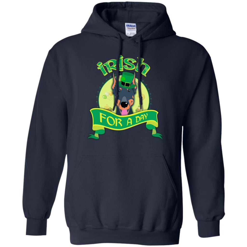 Funny Dobermann Dog Shirt Irish For A Day St Patrick's Day Gift