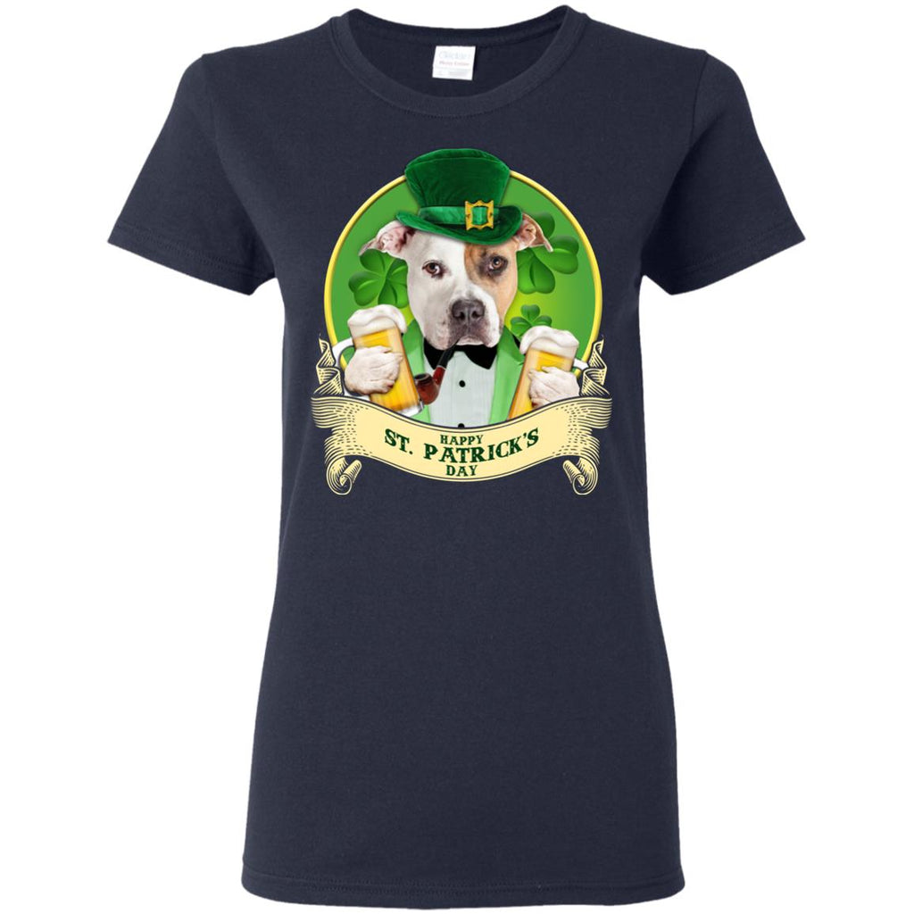 Funny Pitbull Tshirt Happy St Patrick's Day Pittie Dog Gift
