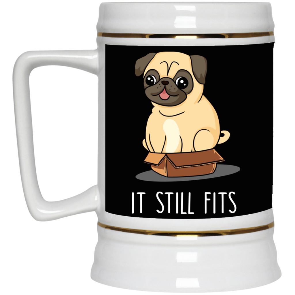 Cute Pug Black Mugs - It Still Fits Pug, is cool gift for friends