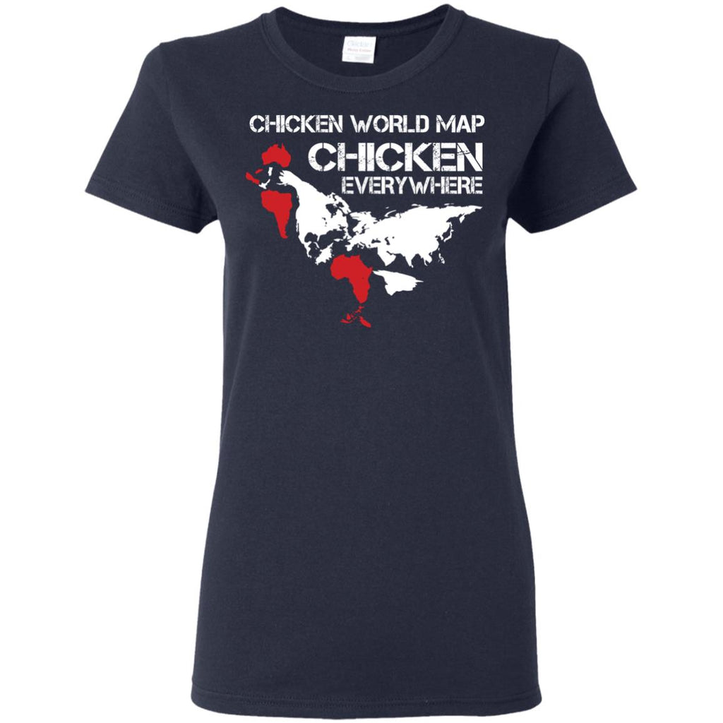 Funny Chicken Tee Shirt - Chicken Map is cool gift for friends farmer lovers