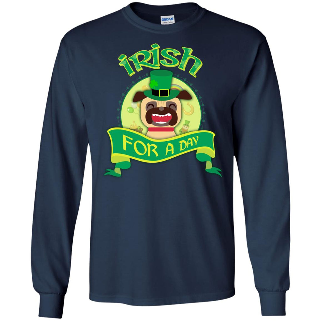 Funny Pug Tshirt Irish For A Day St. Patrick's Day Pugy Dog Gift