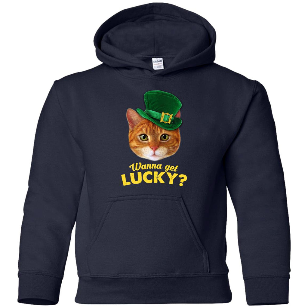 Funny Cat T Shirt Wanna Get Lucky For St. Patrick's Day Gift