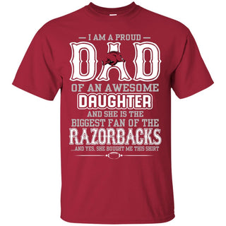 Proud Of Dad with Daughter Arkansas Razorbacks Tshirt For Fan