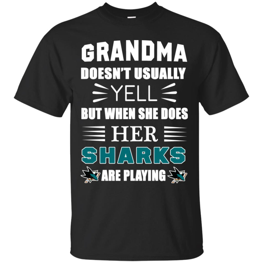 Cool Grandma Doesn't Usually Yell She Does Her San Jose Sharks T Shirts