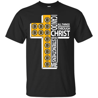 Gorgeous I Can Do All Things Through Christ Boston Bruins T Shirts