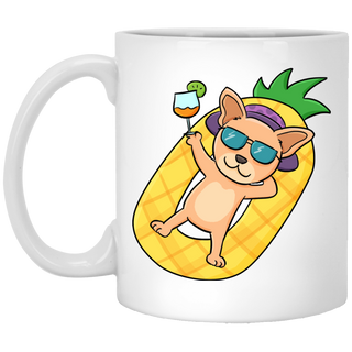 Pineapple Pool Float Beach Pattern Chihuahua Mugs