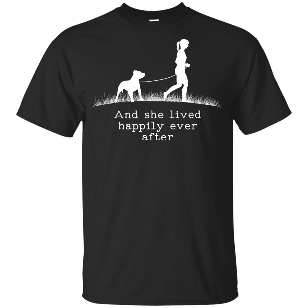 Pitbull And She Lived Happily Dog Tshirt for pittie dog lover