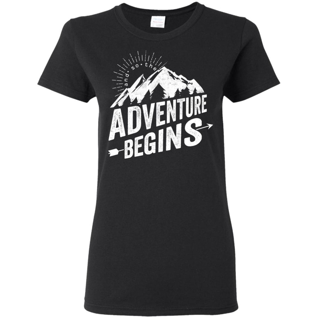 Funny Camping Tee Shirt. And so... the adventure begins for camper gift